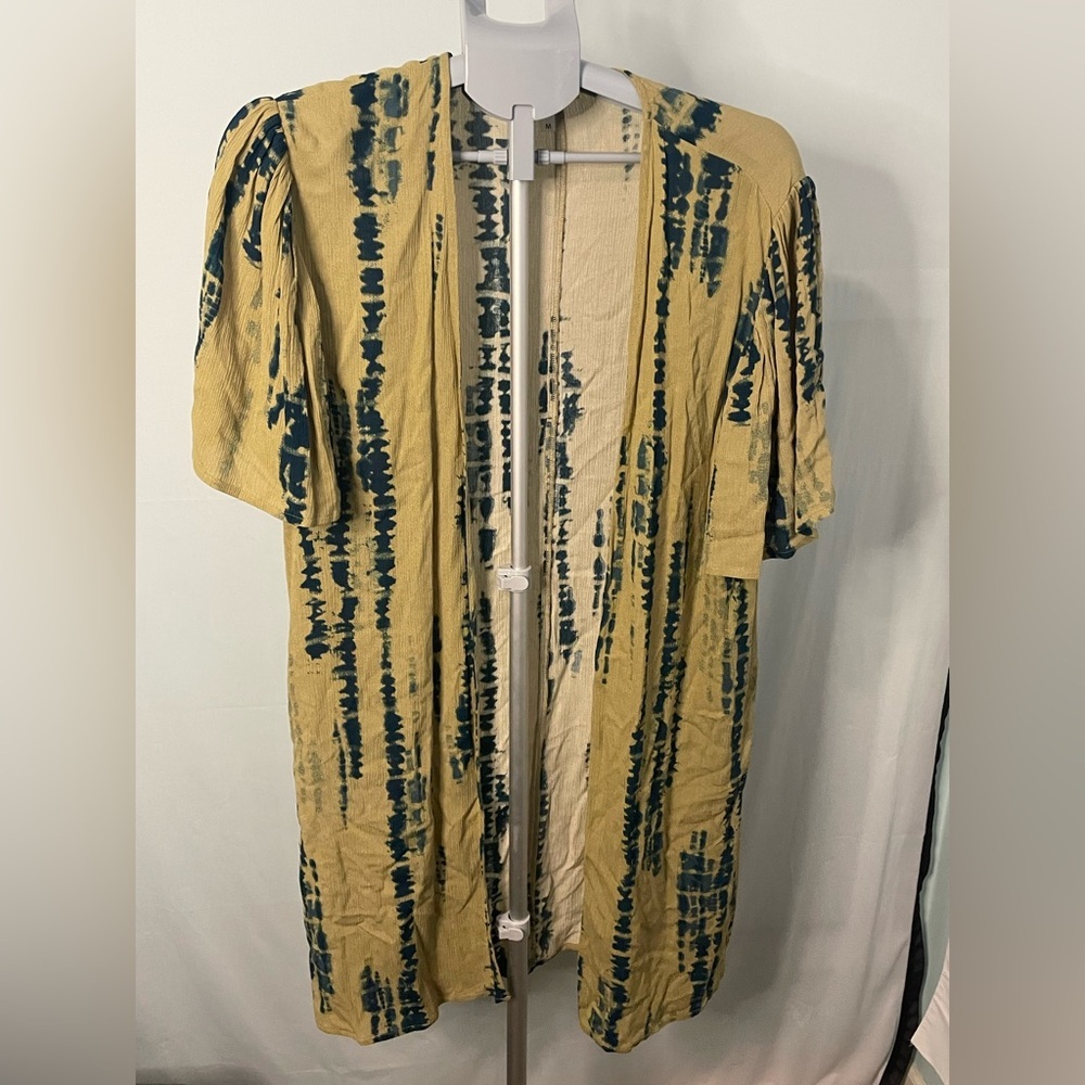 Maurices Olive Navy Tie Dye Rayon Kimono Flutter Sleeve medium‎
